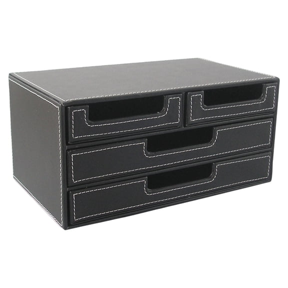 File Organizers 4 Drawers Stationery Storage Box PU Leather Desk Organizers Bills Collection Holder For Home Use
