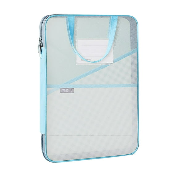 File Pouch Document Holder, Tyeign Mesh Zipper Pouch Bag Transparent Exams Stationery Holder Storage Bag File Bag Large Capacity Pencil Pouch Office Supplies Files Folder Pouch Blue