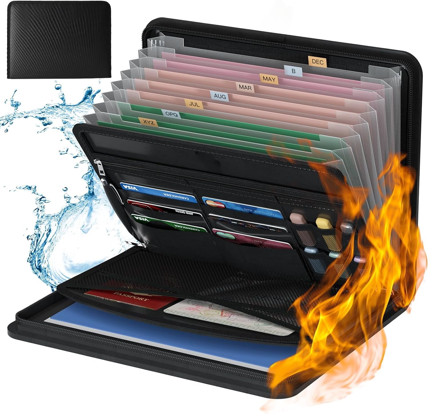 File Storage Accordion File Storage Organizer,Fireproof Expanding File Folder with Multi Pockets,13 Pockets Document Organizer with Handle & Labels