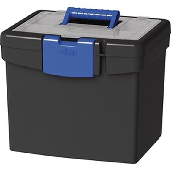 File Storage Box with Lid, Black & Blue - Extra Large