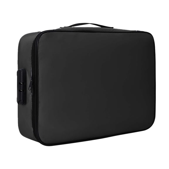 Fireproof & Waterproof Document Box – Locking File Storage with Organizer Bags (Secure File Chest for Home/Office), Black