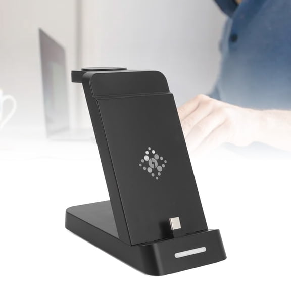 File Storage File Storage Wireless Charger, 3 in 1 Charging Station Phone Stand Multi Functional for Phone Earphone Watch for Buds Pro Black