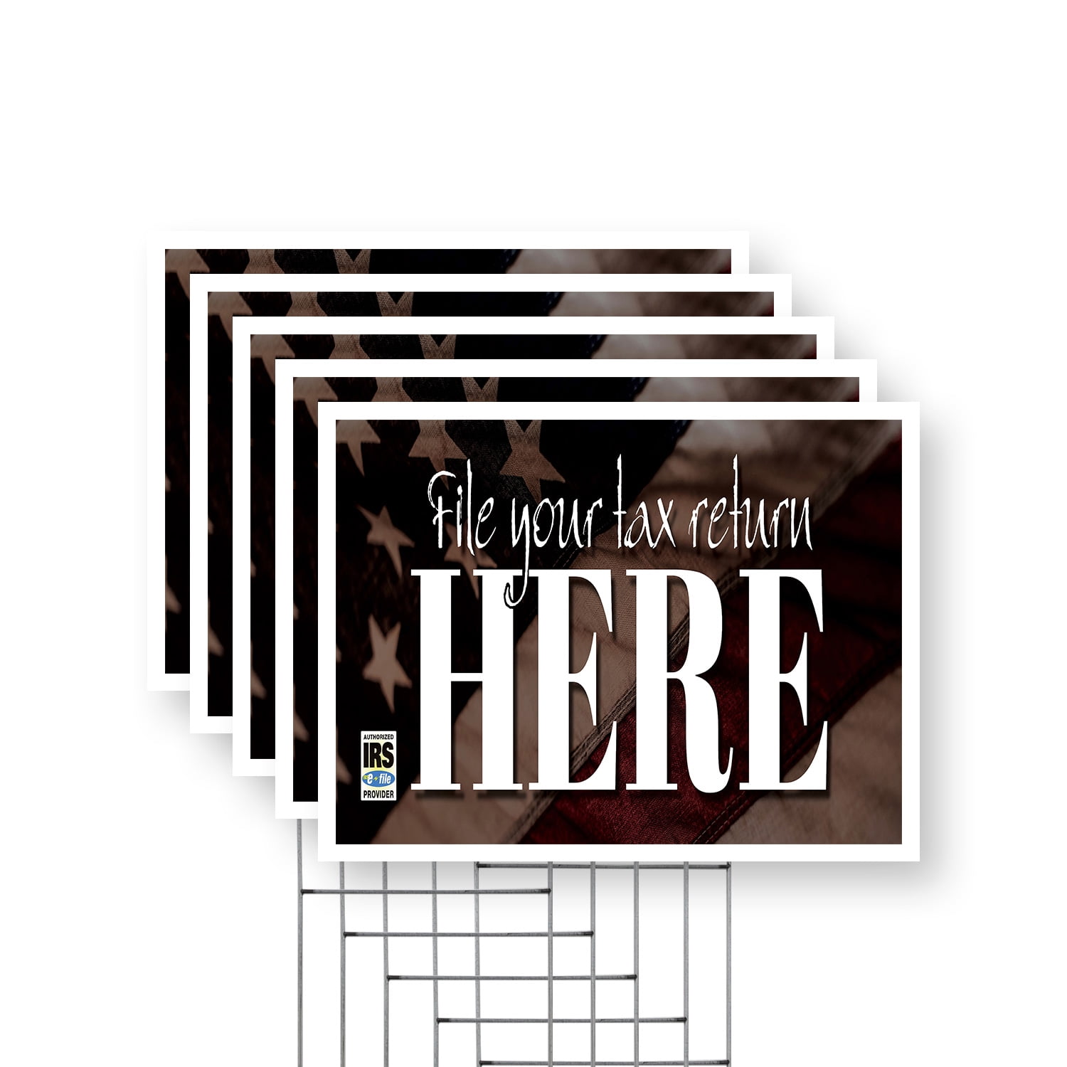 File Your Tax Return Here Yard Sign 5 Pack of 18 Inch x 24 Inch Single ...
