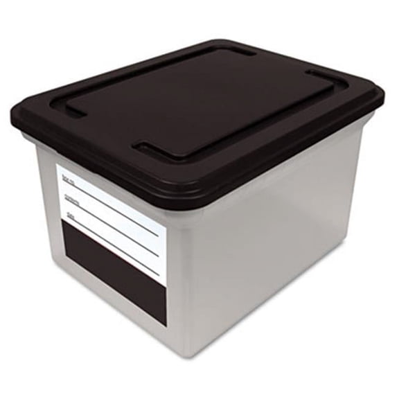 File Tote Storage Box with Snap-on Lid Closure Letter/Legal Clear/Black ...