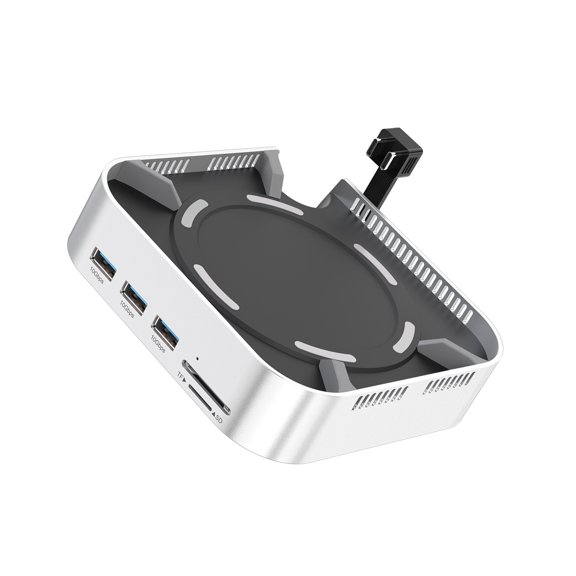 File Transfer Docking Base with NVMe Drive Bay, Display Output, USB Access, Memory Card Reader, and Direct-Attach Design for Daily Studio Setups