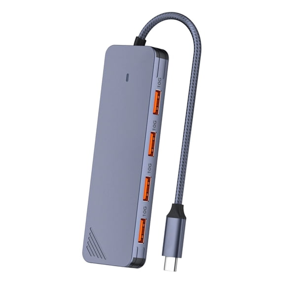 File Transfer USB Hub 4 Port USB 3.2 Gen 2 with A and C Host, 10Gbps Aluminum Expansion Hub for Computer Desk Use