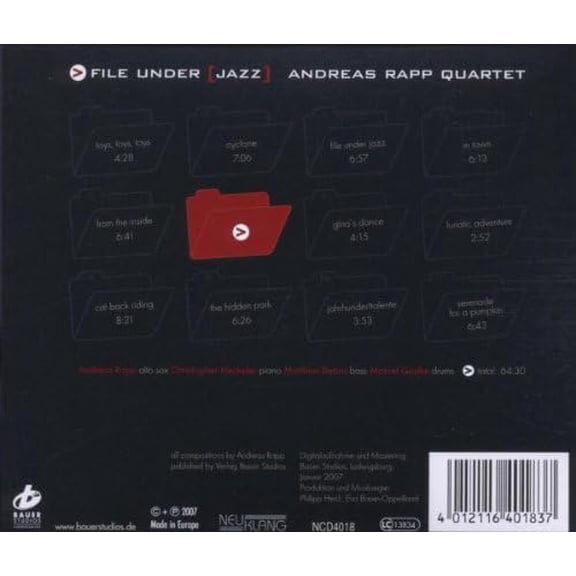 Rapp Andreas Quartet File Under Jazz (CD) Album