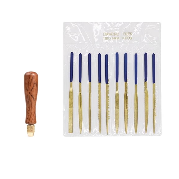 File with Solid Wood Handle Cutting with Heavy-Duty Gold-Plated Diamond Files Lightweight Compact Design