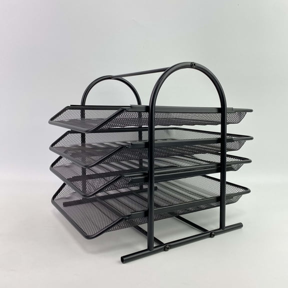 FileCntr Desktop document file stands,Pockets Mesh Hanging Wall File Holder Organizer Mounted Paper Magazine Rack, Black