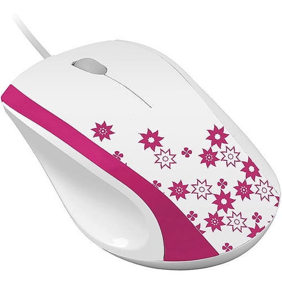 FileMate Imagine Series M2810 USB Standard Mouse - White w/TeleMagenta Fleur-De-