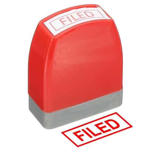 Filed Notice Stamp Self Inking, Red Ink Office Stamps Pre Inked Message Stamp Refillable Business Stamp, Red