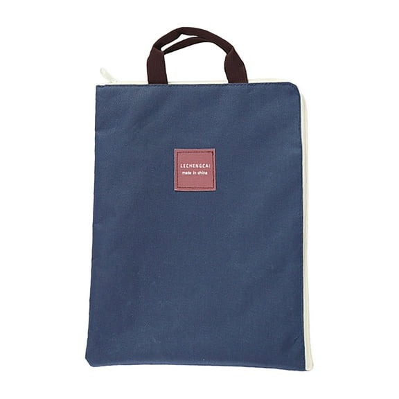 Files Folder A4 Size Double Layers Files Bag Oxford Cloth Big Capacity Waterproof File Folder with Handle Zipper, #D