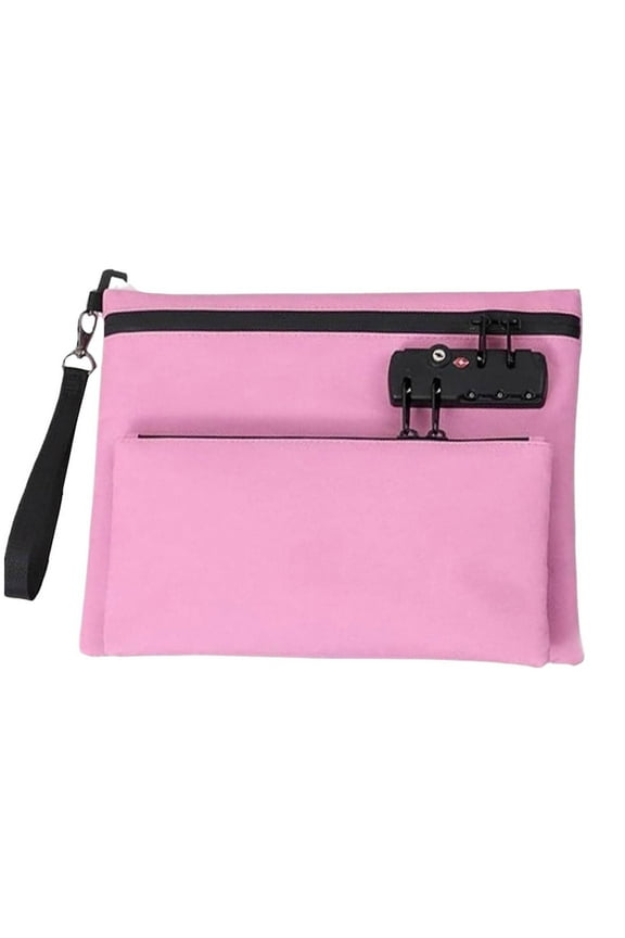 Files Folder Pouch, Tyeign Travel Lock Bag Bag with Lock And Zipper Double Layer Anti Handbag with Combination Men & Document Bag Safe File Bags Document Folder File Bag for Men Hot Pink