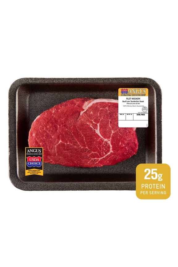 Filet Mignon Steak, Choice Angus Beef, 1 Steak per Tray, Fresh, 0.45 - 0.75 lb