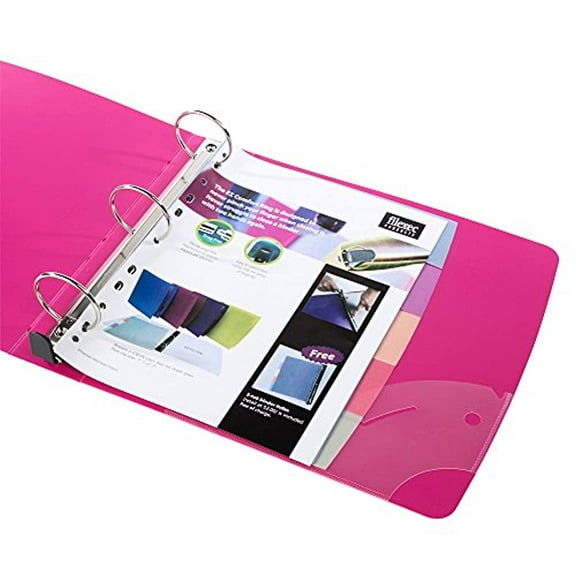 Filexec Ez Comfort 3 Ring Binder, 2 Inch Capacity, 5 Tabbed Dividers, Opaque, Letter Size, Pack of 4, Blue, Hot Pink, Purple, Green (50152-6474)