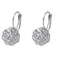 thumbnail image 1 of Filigree 3D Rose Flower Leverback Dangle Drop Earrings for Women Camellia Floral Crystal Dangling Earring, 1 of 5
