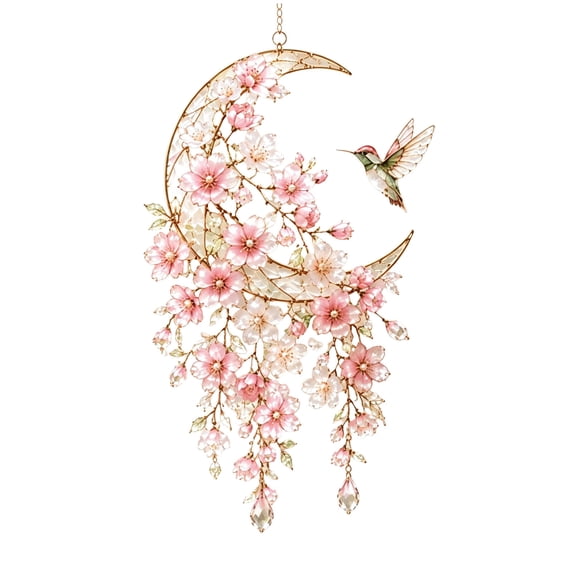 Filigree Acrylic Suncatcher Wind Chime Hanging Ornament, Pink Lightweight Wall Door Decor For Garden Living Bedroom