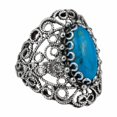 thumbnail image 1 of Filigree Art Turquoise Gemstone Lace Detailed Women Silver Statement Ring, 1 of 7