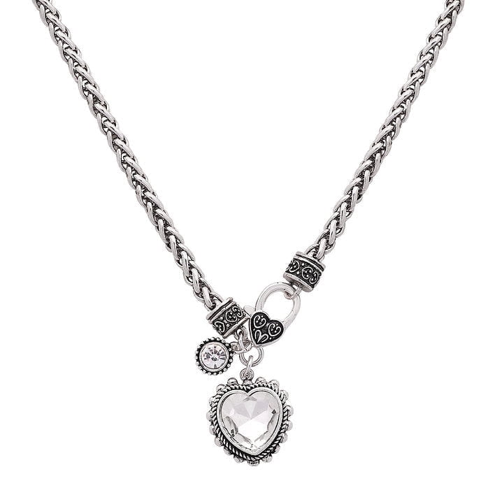 Freebird Jewelry Box Filigree Bond Heart Necklace - Crystal