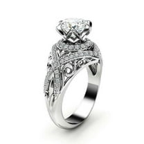 Filigree Bridal Engagement Ring For Velantine Gift 1.9 Ct Diamond 14K White Gold Over