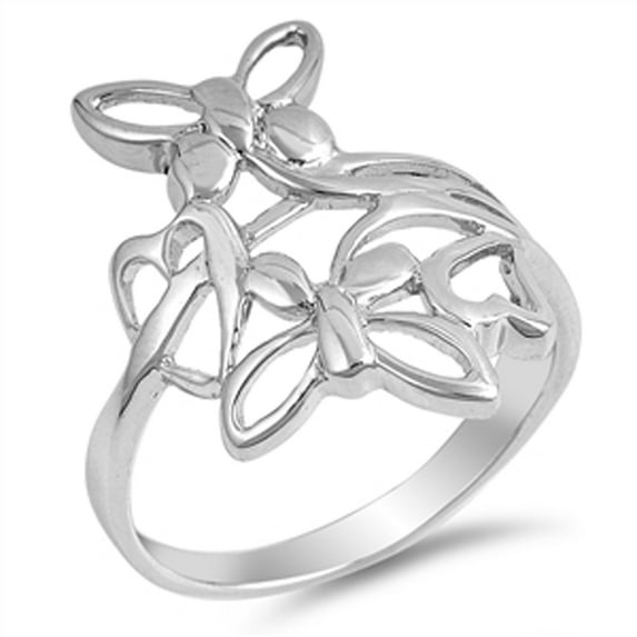 Filigree Butterfly Flower Heart Ring .925 Sterling Silver Band Jewelry Female Male Unisex Size 9