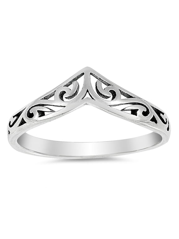 Filigree Celtic Chevron Thumb Ring 925 Sterling Silver Victorian Band Jewelry Female Male Size 6