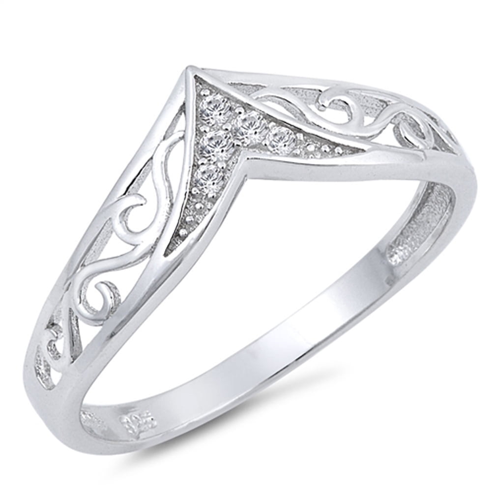 Ladytree Sterling Silver Turtle Heart Open Ring - Adjustable Bypass Design With CZ, S925