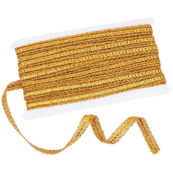 Filigree Corrugated Lace Ribbon Flat for Clothing Accessories Gold 1/2 inch(14mm) 15 yards/card
