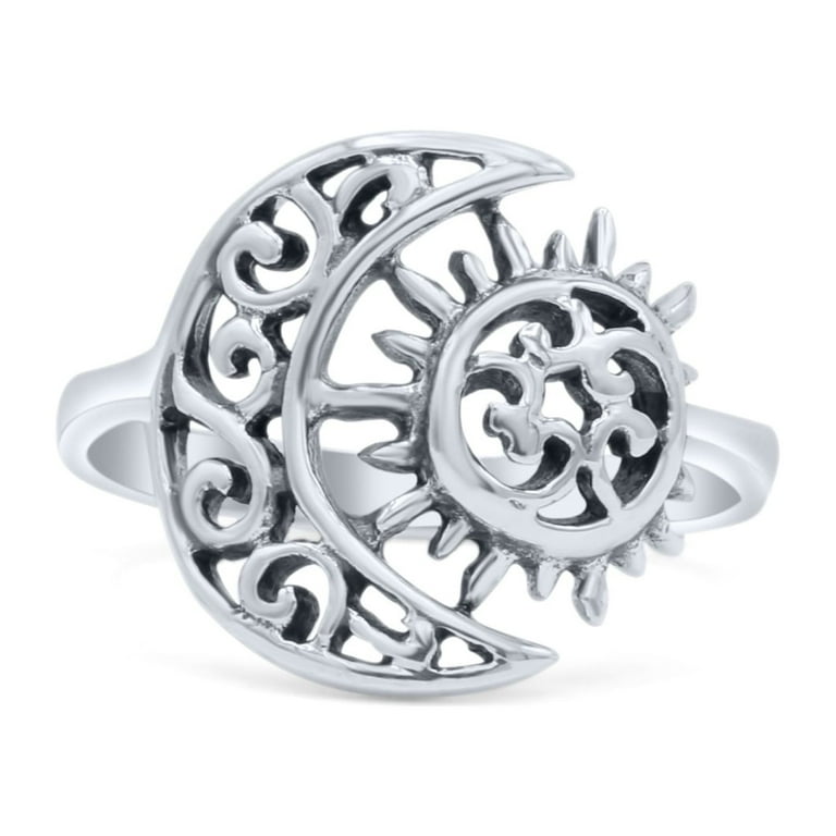 Sterling Silver Crescent Moon Filigree Ring Sterling Silver Crescent Moon Filigree Ring