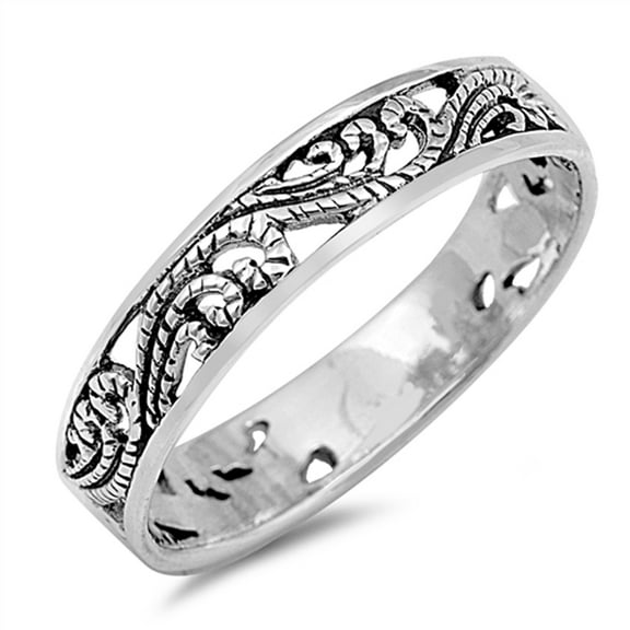 Filigree Cutout Stackable Ring .925 Sterling Silver Band Jewelry Female Male Unisex Size 5