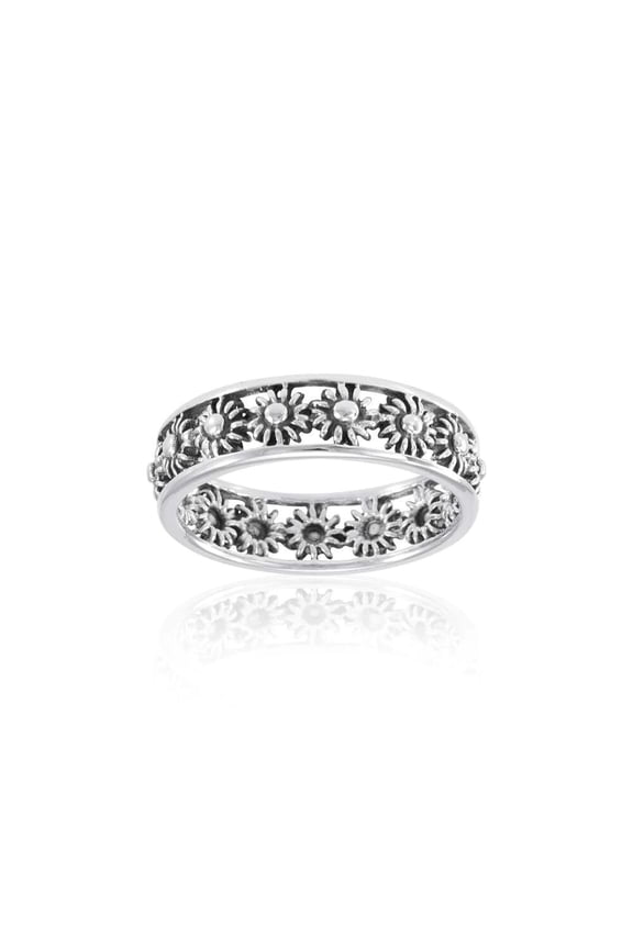 Filigree Daisy Flower 925 Sterling Silver Ring Fine Beautiful Nature Jewelry