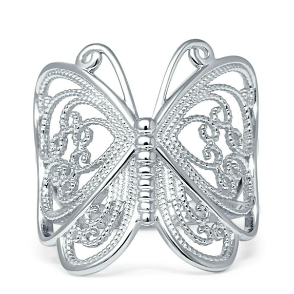 Filigree Design Butterfly Fashion Ring 925 Sterling Silver Size 5