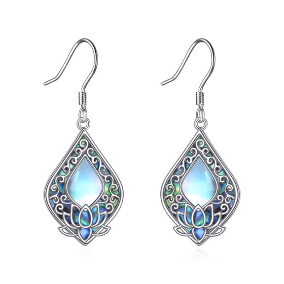 Filigree Earrings Sterling Silver Lotus Filigree Earrings Moonstone Jewelry Gifts for Women