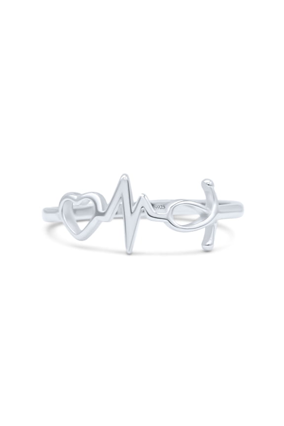 Filigree Ekg Heartbeat Promise Ring Unique Fashion Band Solid 925 Sterling Silver Thumb Ring Size 4