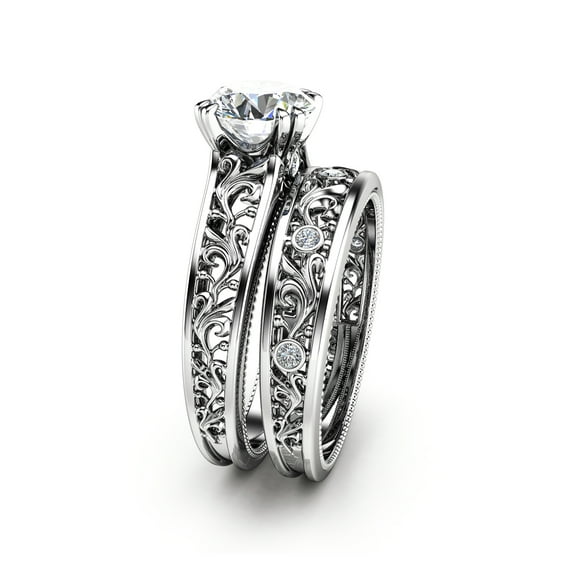 Filigree Engagement Ring Set