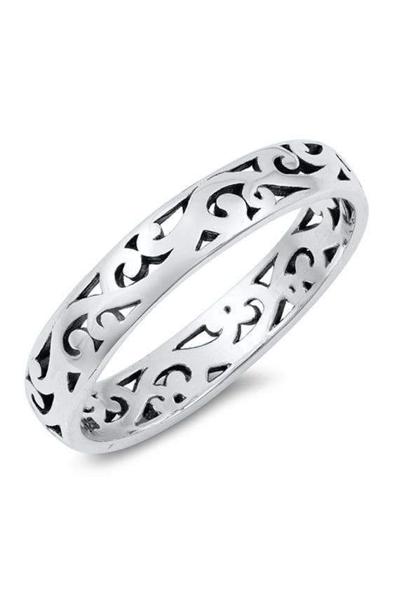 Filigree Eternity Stackable Vine Ring .925 Sterling Silver Band Jewelry Female Male Unisex Size 4