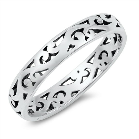 Filigree Eternity Stackable Vine Ring .925 Sterling Silver Band Jewelry Female Male Unisex Size 5