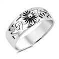 thumbnail image 1 of Filigree Flower Plumeria Swirl Ring .925 Sterling Silver Band Jewelry Female Male Unisex Size 9, 1 of 4