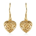 thumbnail image 1 of Filigree Heart Dangle Earrings - 14K Yellow Gold Plated 925 Sterling Silver Open Heart Drop Earrings - Openwork Dangling Earring Jewelry Birthday Christmas Gifts for Women, 1 of 13