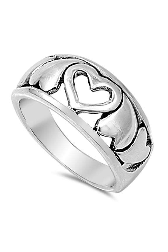 Filigree Heart Promise Purity Ring .925 Sterling Silver Band Jewelry Female Male Unisex Size 6