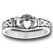 SAC SILVER Filigree Infinity Celtic Claddagh Heart Ring Stainless Steel Band Gray Jewelry Female Male Size 6