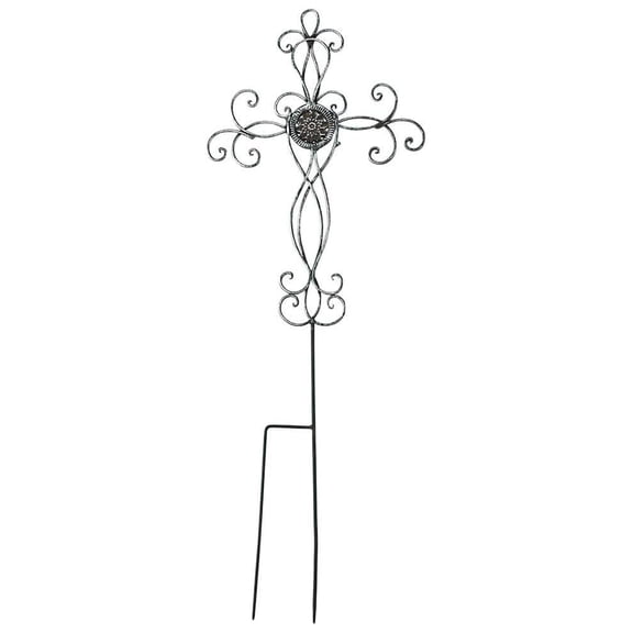 Filigree Medallion Cross Metal 31.25 Inch Metal Outdoor Garden Stake