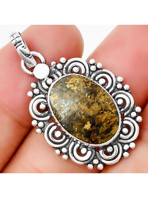 Filigree - Natural Bronzite 925 Sterling Silver Pendant Jewelry P-1330 SDP131292
