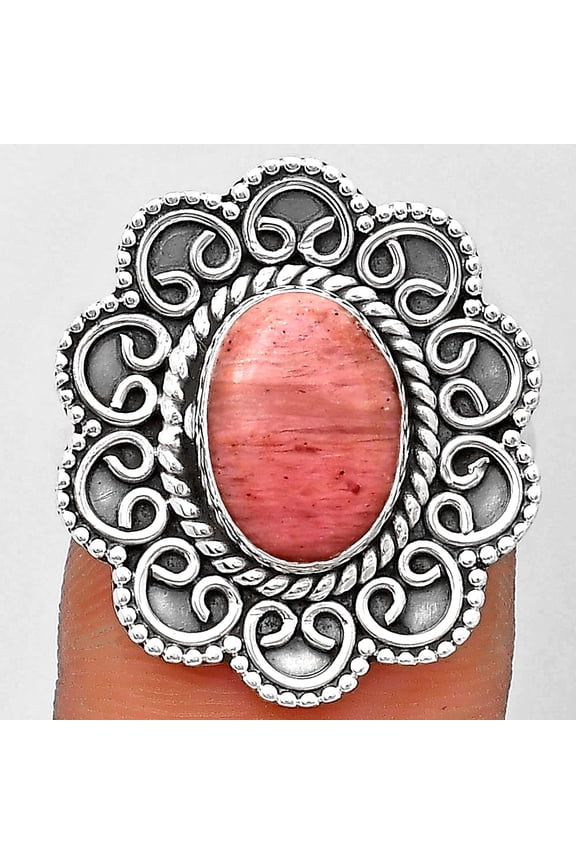 Filigree - Natural Pink Tulip Quartz 925 Sterling Silver Ring s.7 Jewelry R-1337 SDR194393