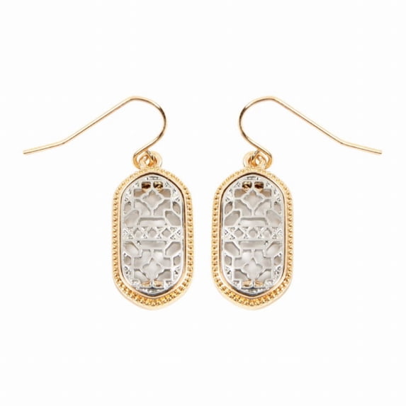 Filigree Oval Drop Dangle Earrings ( VARIETY OF COLORS AVAILABLE ) By DOBBI