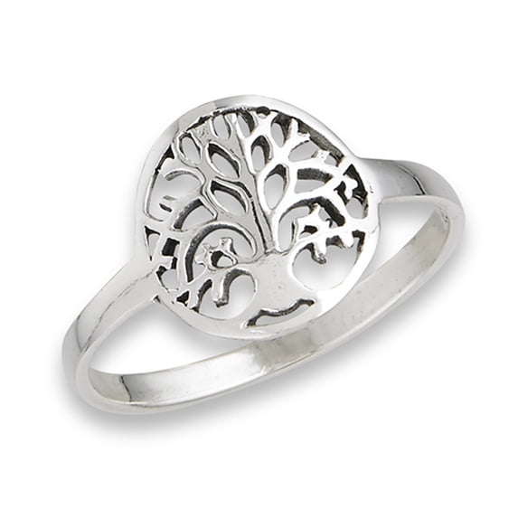 Filigree Oxidized Tree of Life Ring .925 Sterling Silver Band Jewelry Female Male Unisex Size 5