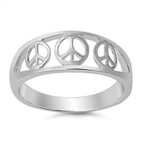 Filigree Peace Sign Symbol Ring .925 Sterling Silver Band Jewelry Female Male Unisex Size 4