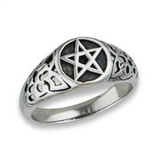 Filigree Pentagram Star Ring Stainless Steel Band Gray Jewelry Female Male Unisex Size 10