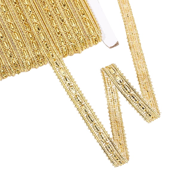 Filigree Polyester Lace Trim Piping Strips for Home Textile Decoration Gold 3/8 inch(10mm) for DIY