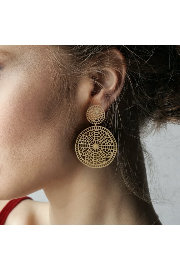Filigree Post Earrings, Geometric Earrings, Drop Gold Earrings, Dangle Earrings, Date night, Prom, Gift for Her